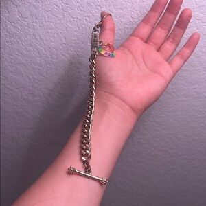 Juicy Couture Gold Bracelet with Rainbow Heart Charm